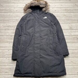 The North Face Jacket Women's Medium Black Faux Fur Hood Down Arctic Parka Coat